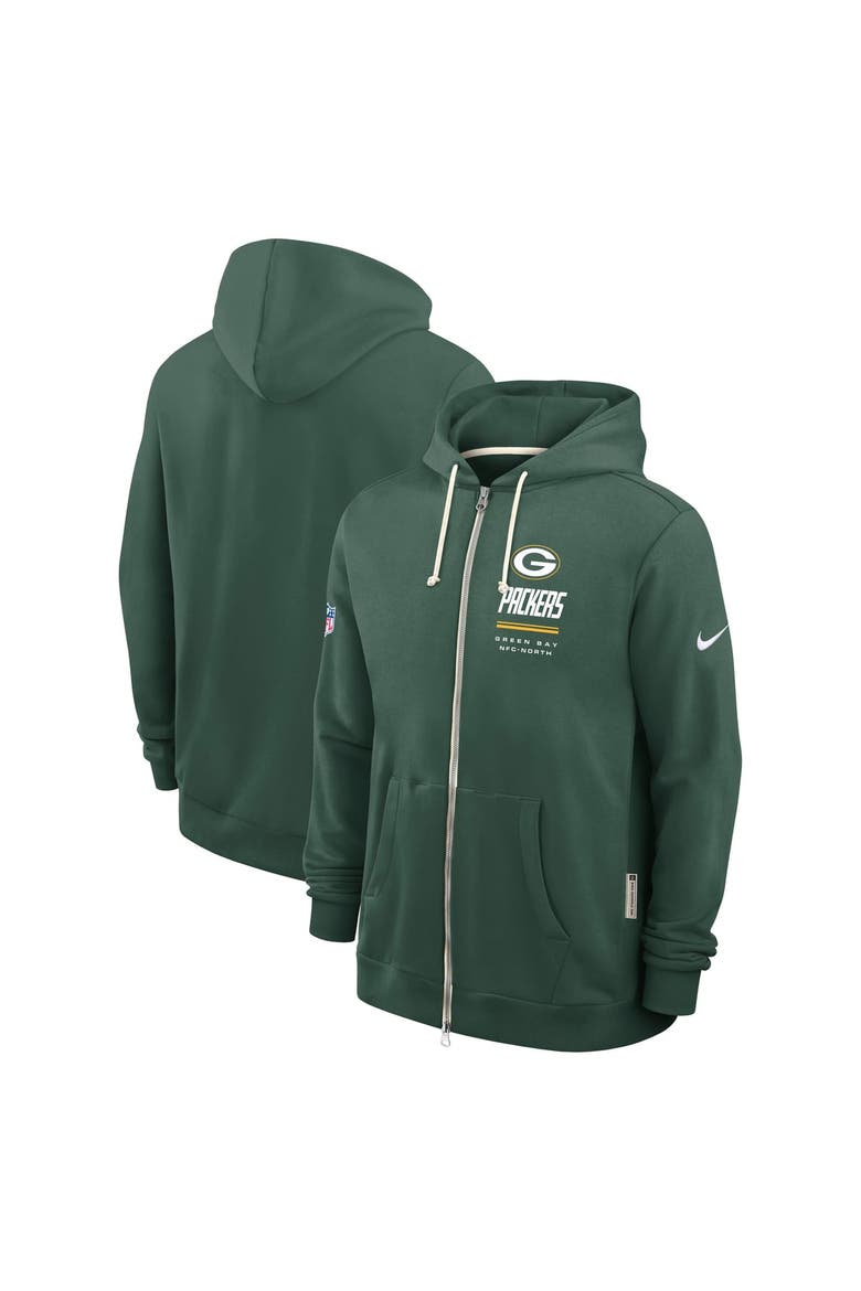 Men's Nike Green Green Bay Packers Sideline Standard Issue Quarterback Scramble Dri-FIT Full-Zip Hoodie, Alternate, color, Green
