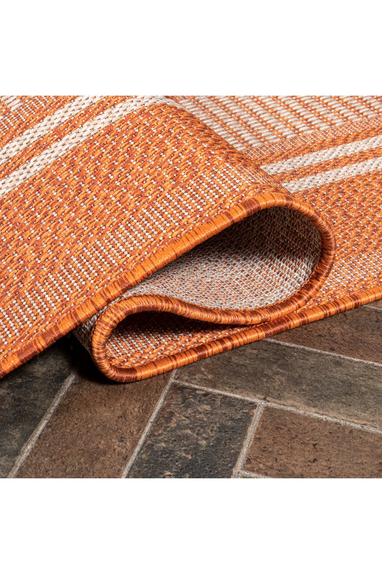 Haynes Modern Double Stripe Indoor/Outdoor Area Rug, Alternate, color, Orange/Cream