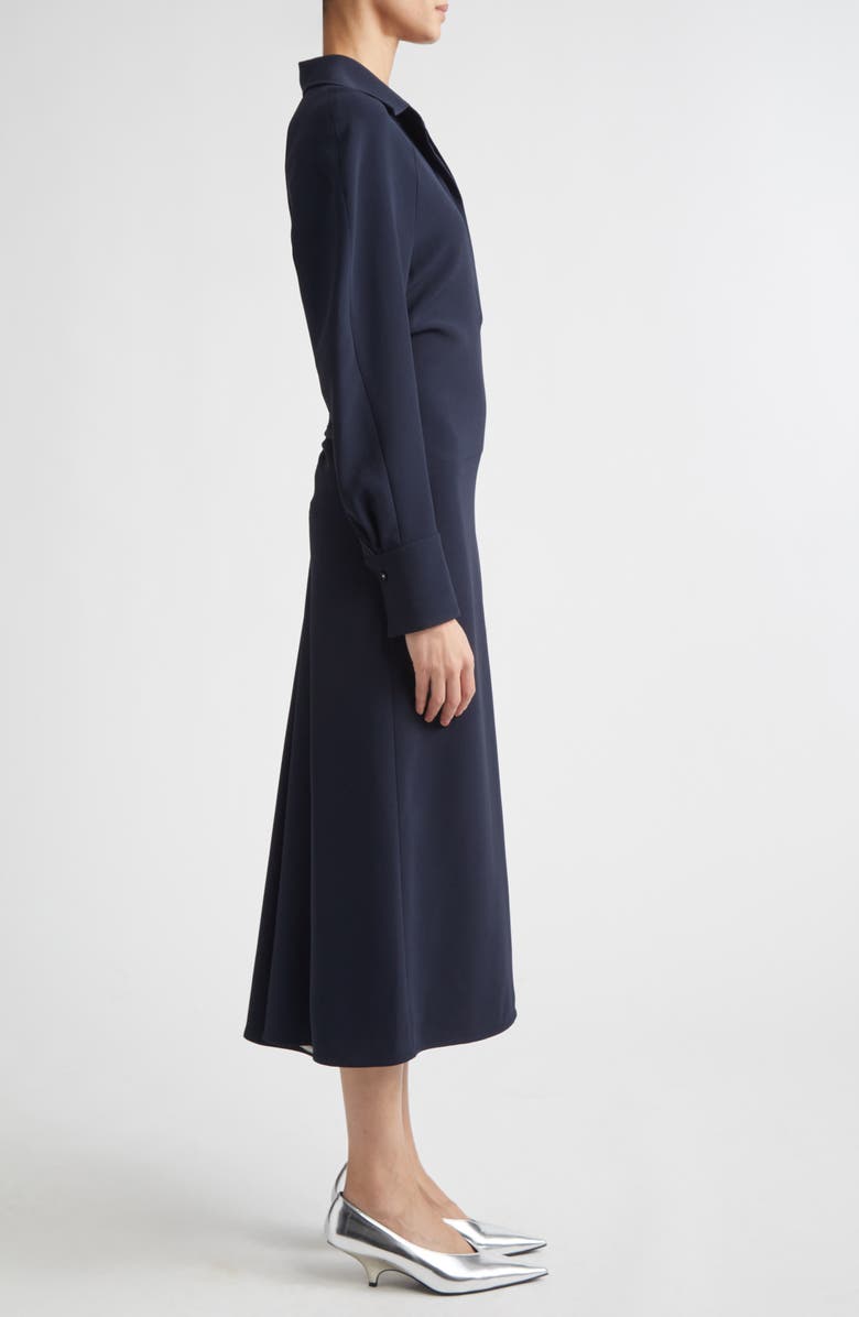 Victoria Beckham Long Sleeve Polo Midi Dress, Alternate, color, Navy