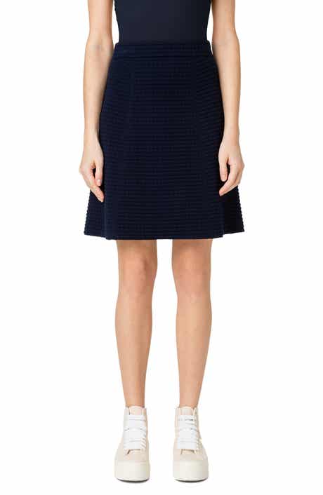 Akris Trapezoid Jacquard Wool Blend Skirt