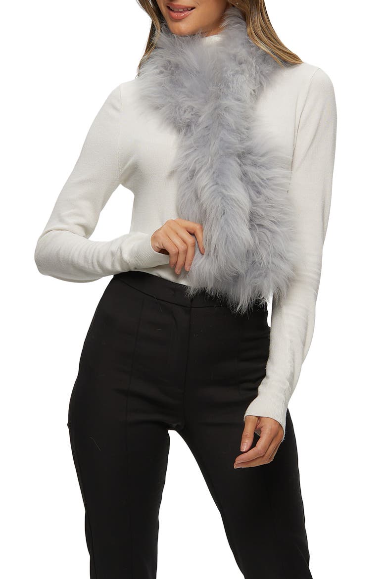 Genuine Shearling Knit Pull-Through Scarf, Alternate, color, LIGHT GRAY