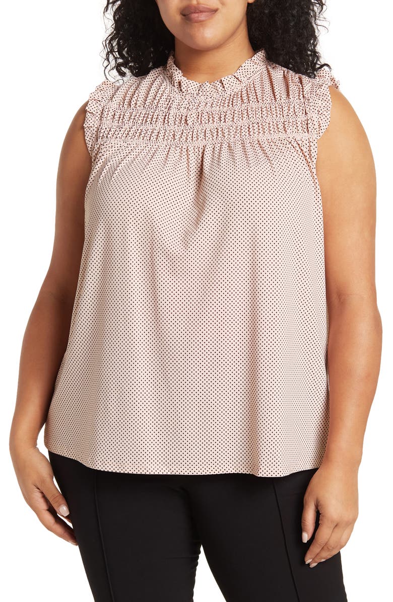 Adrianna Papell Flutter Sleeve Dot Print Knit Top, Main, color, 