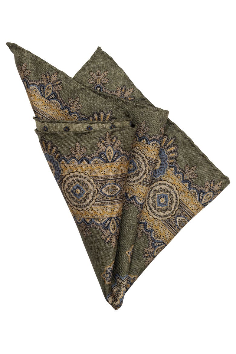 Brando - Double Sided Silk Pocket Square for Men, Alternate, color, Sage
