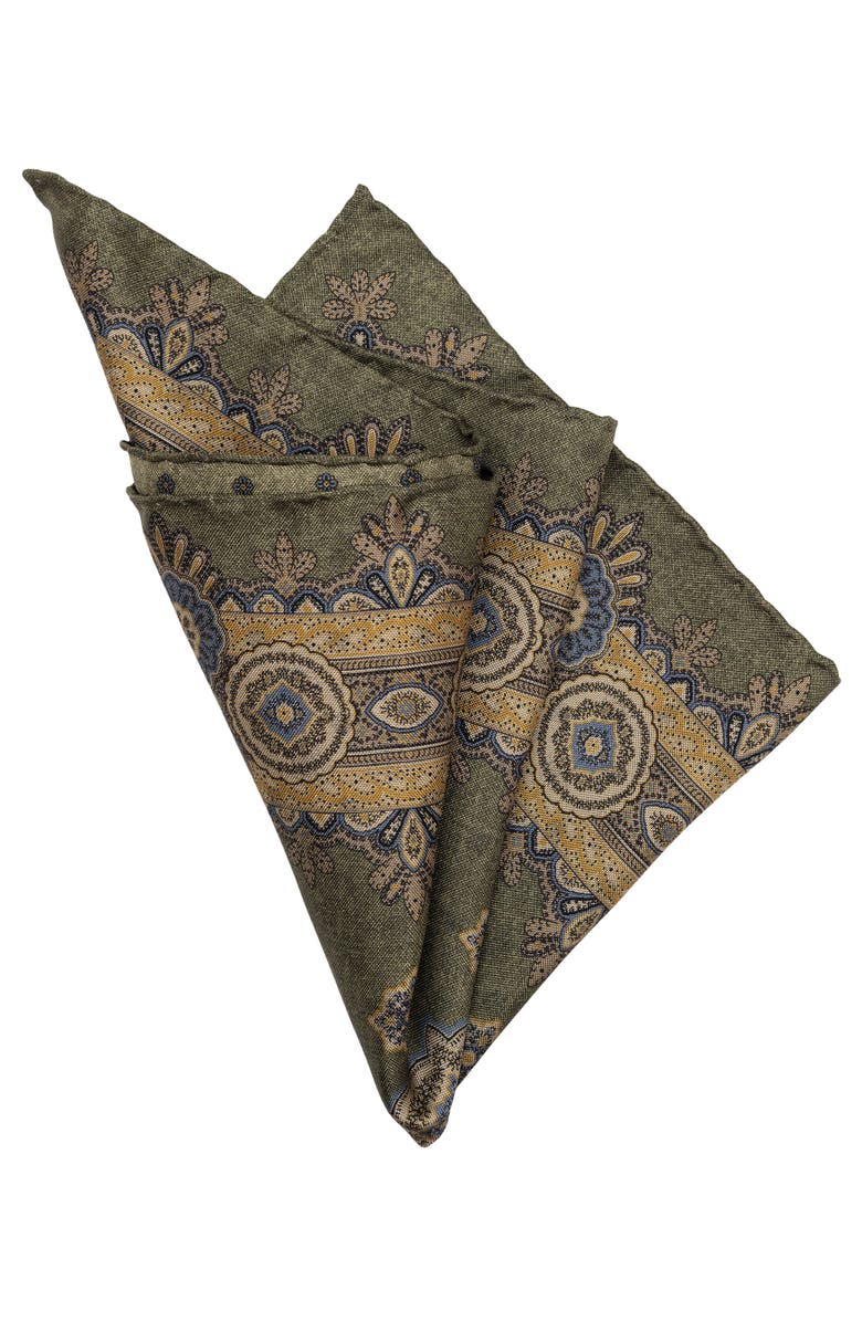 Elizabetta Brando - Double Sided Silk Pocket Square for Men, Alternate, color, Sage