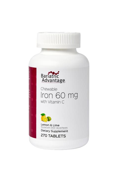 Chewable Iron 60 mg with Vitamin C Lemon Lime Supplement - 270 Count