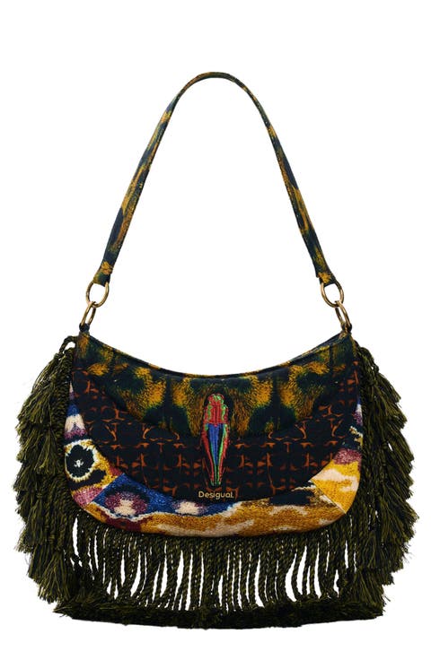 Fringe Trim Shoulder Bag