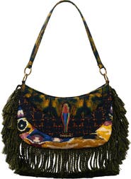 Desigual Fringe Trim Shoulder Bag