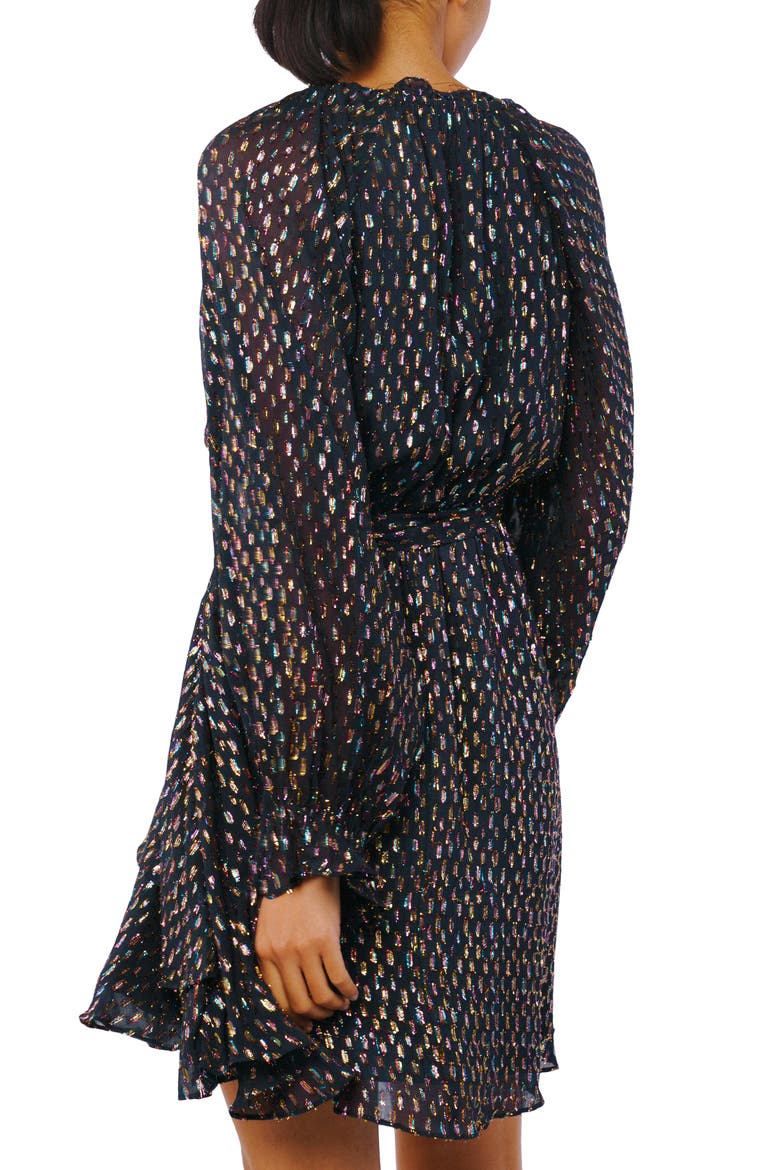 Kerina Metallic Tie Waist Long Sleeve Dress, Alternate, color, NAVY MULTI