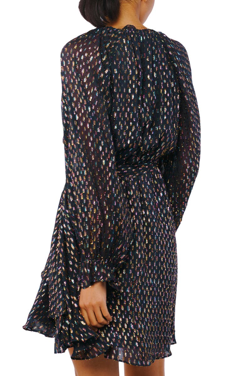 CIEBON Kerina Metallic Tie Waist Long Sleeve Dress, Alternate, color, 