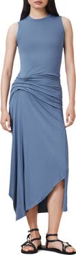 AllSaints Rivi Draped Sleeveless Midi Dress