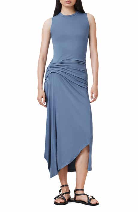 AllSaints Rivi Draped Sleeveless Midi Dress