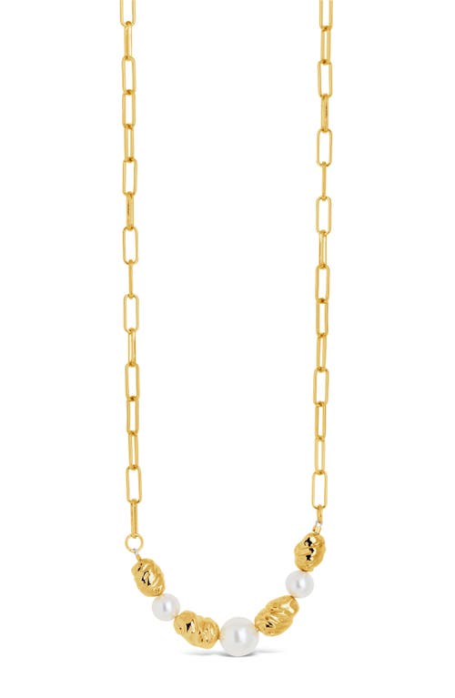 Sterling Forever Sylvie Cultured Pearl Paper Clip Chain Necklace