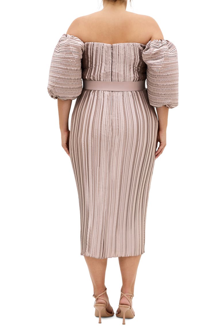 Krista Off the Shoulder Midi Dress, Alternate, color, CHAMPAGNE