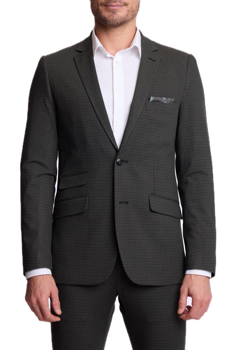 Dover Slim Fit Notch Lapel Suit Jacket, Main, color, GREEN NAVY BLACK GINGHAM