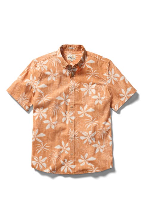 Island Daze Short Sleeve Cotton Blend Button-Down Shirt