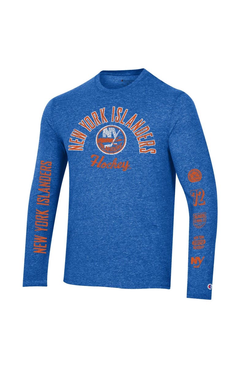Champion Men's Champion Heather Royal New York Islanders Multi-Logo Tri-Blend Long Sleeve T-Shirt, Alternate, color, 