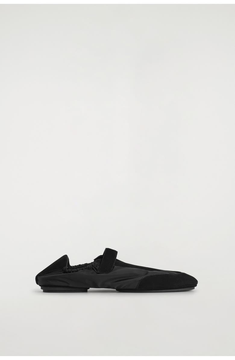 COS Suede-nylon Mary-jane Trainers, Main, color, Black