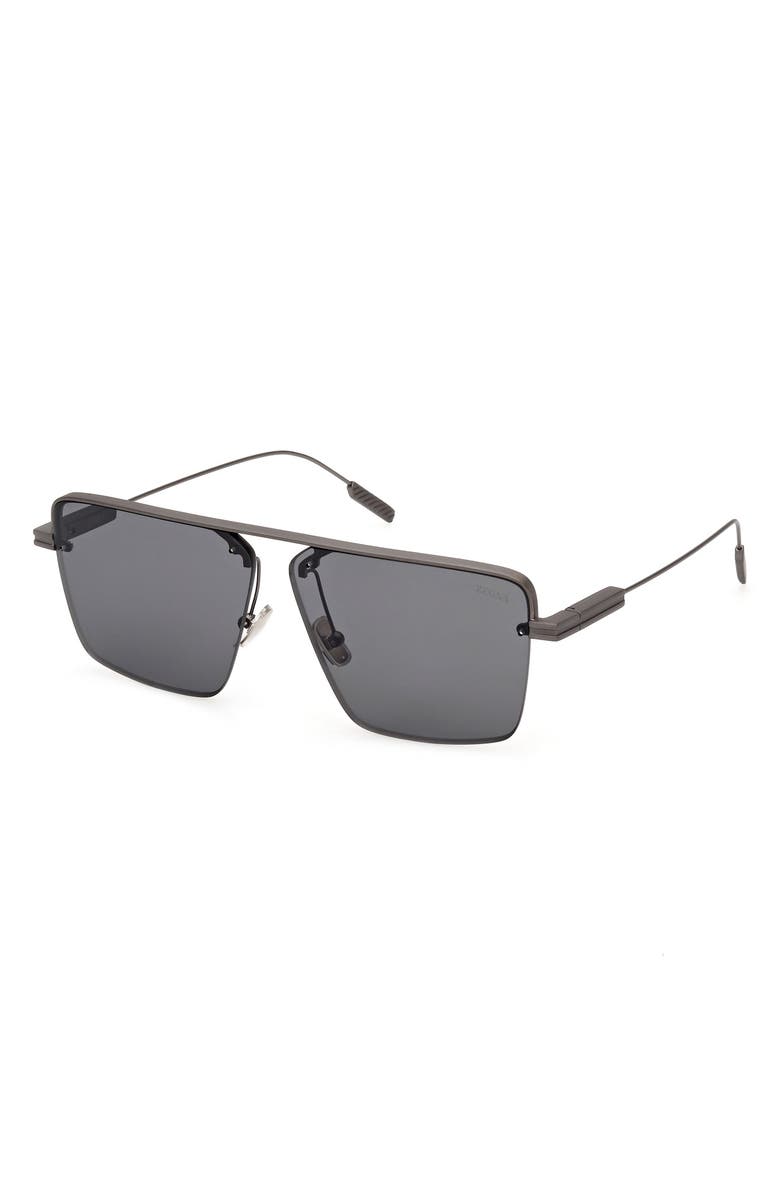 ZEGNA 61mm Geometric Sunglasses, Alternate, color, 
