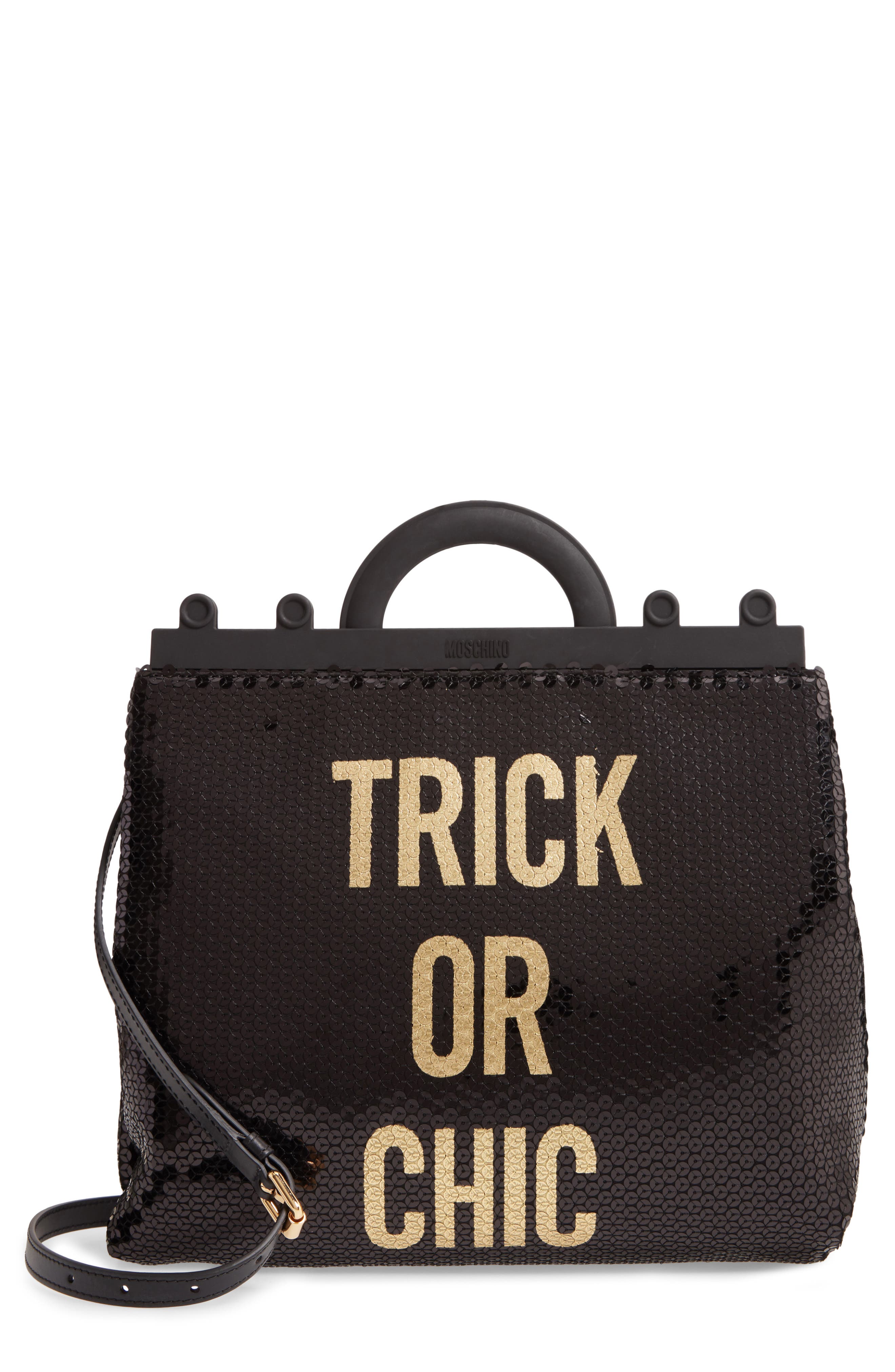 Moschino Trick or Chic Sequin Shoulder Bag, Main, color, 