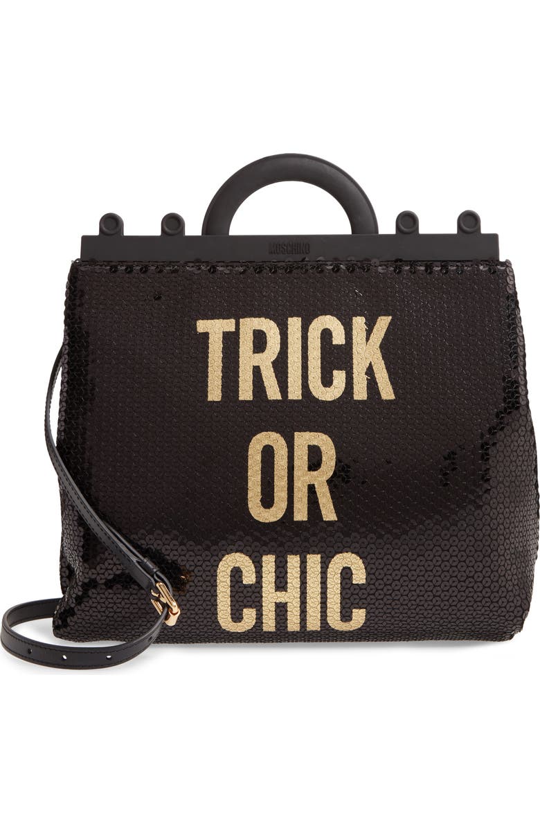 Moschino Trick or Chic Sequin Shoulder Bag, Main, color,