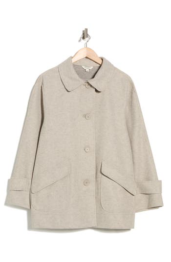 Max Studio Button Front Swing Jacket In Neutral