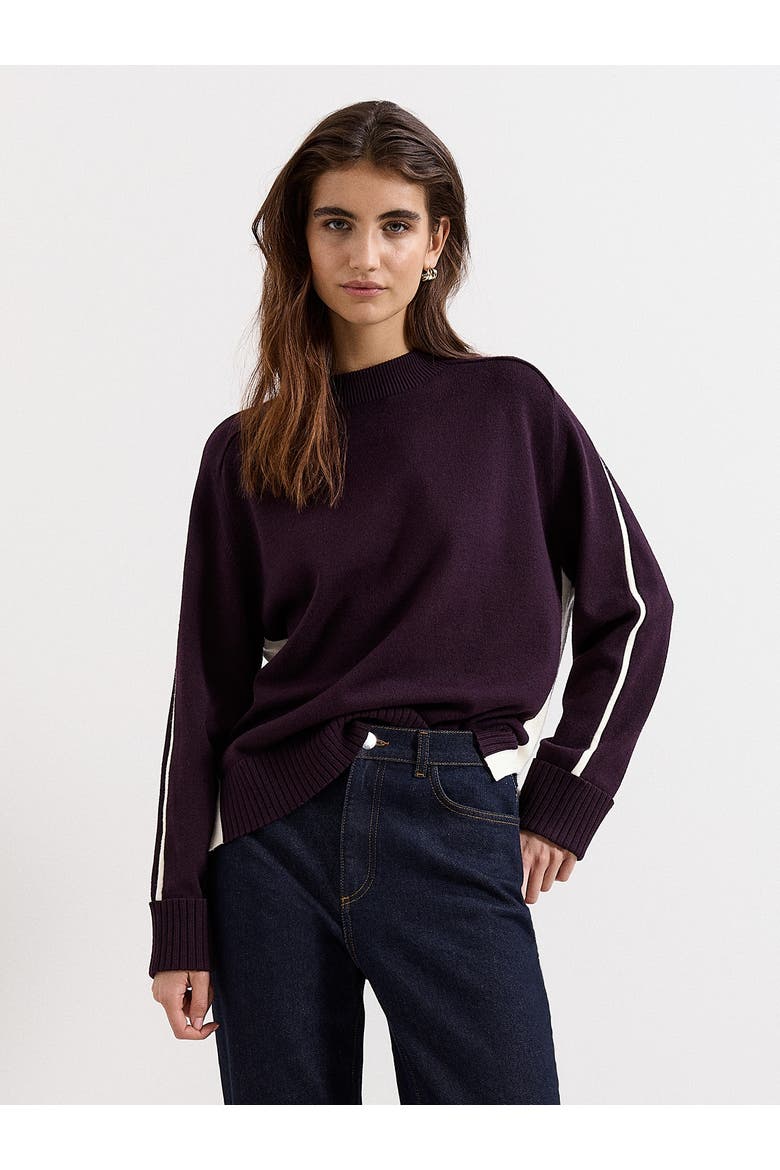 Hallie Tipped Knitted Jumper, Main, color, Burgundy