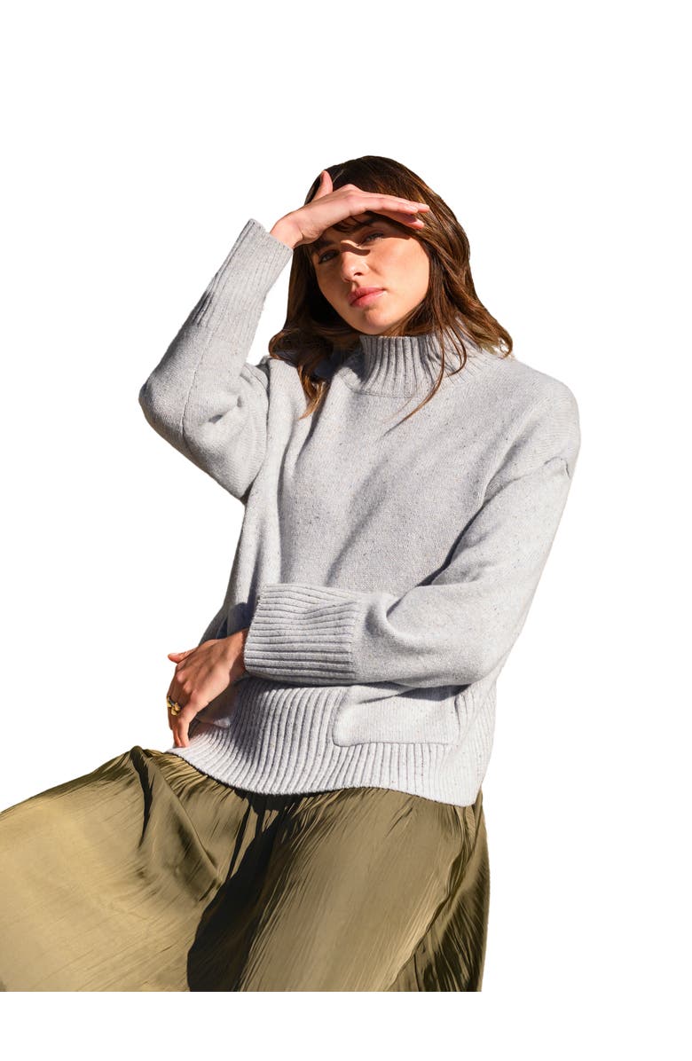 Celtic & Co. Flecked Patch Pocket Sweater, Main, color, Light Grey