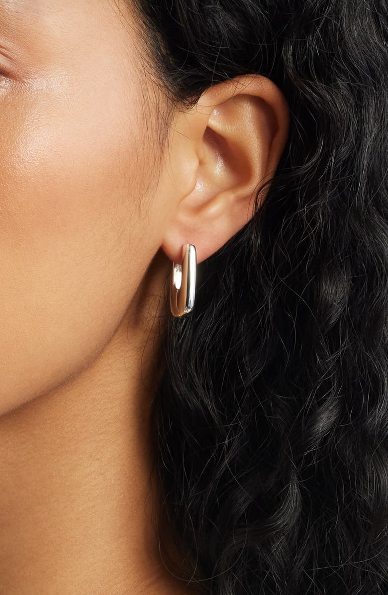 Open Edit Geometric Huggie Hoop Earrings, Alternate, color, Silver