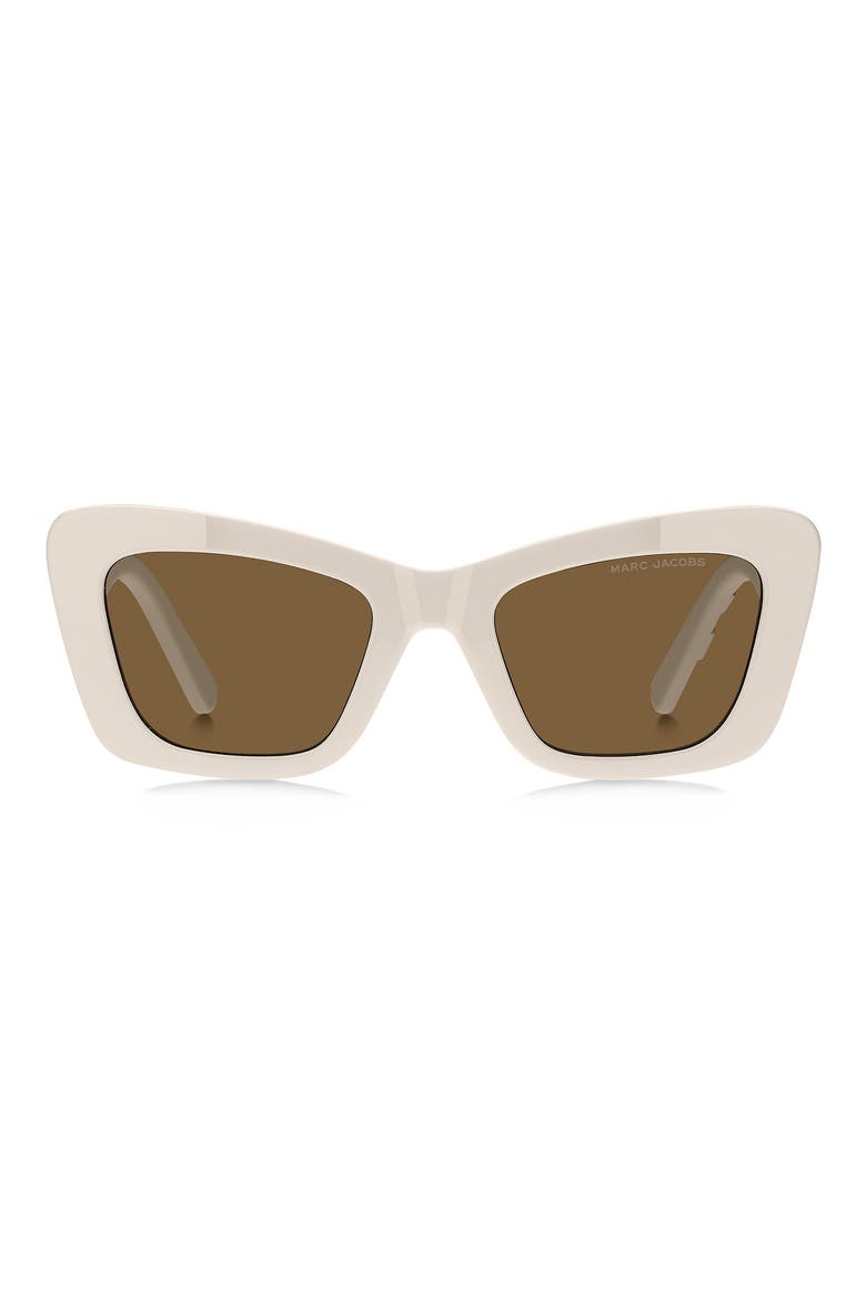 52mm Cat Eye Sunglasses, Main, color, IVORY/ BROWN