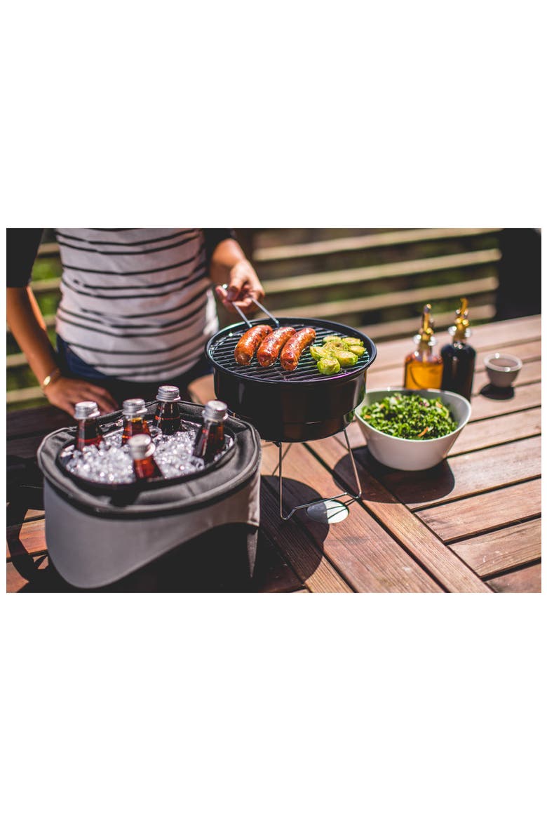 Caliente Portable Charcoal Grill & Cooler Tote, Alternate, color, BLACK WITH GRAY ACCENTS