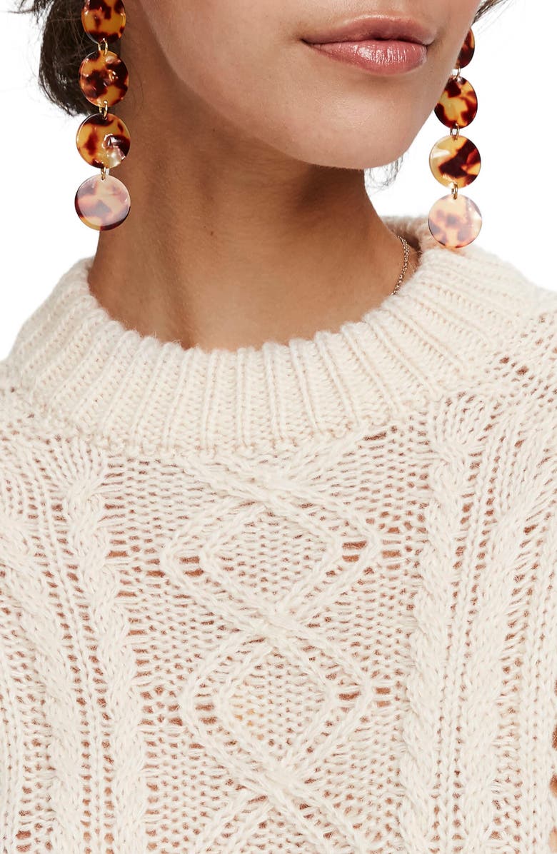 Scotch & Soda Chunky Cable Knit Peplum Sweater, Alternate, color, 