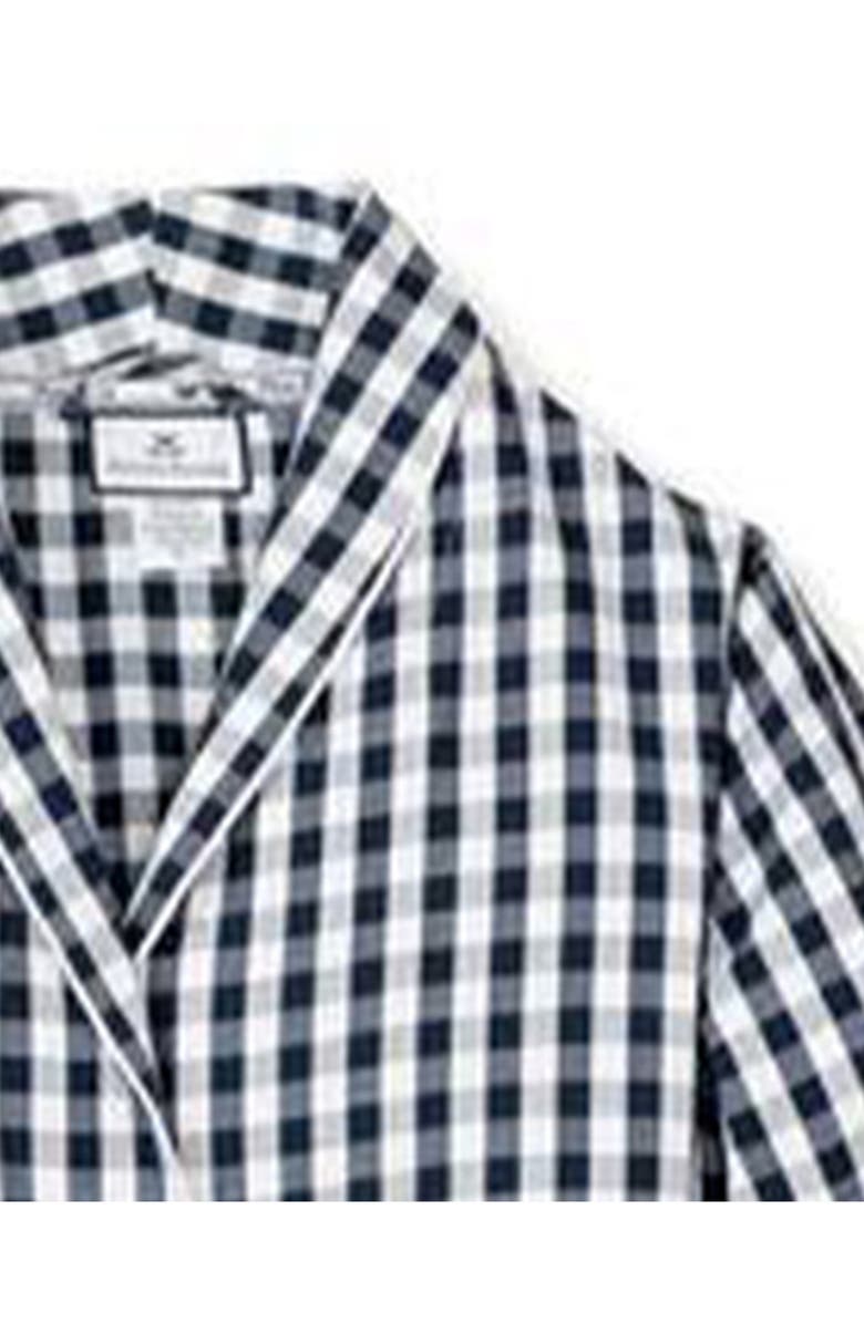 Petite Plume Men's Gingham Cotton Twill Robe, Alternate, color, Navy
