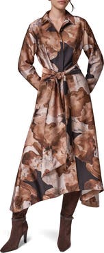 Donna Karan New York Long Sleeve Shirtdress with Tie Waist