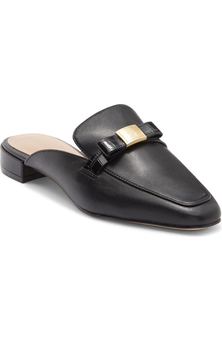 Cole Haan Pasha Bow Mule, Main, color, Black Leather