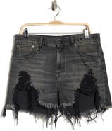 R13 Shredded Slouch Denim Shorts
