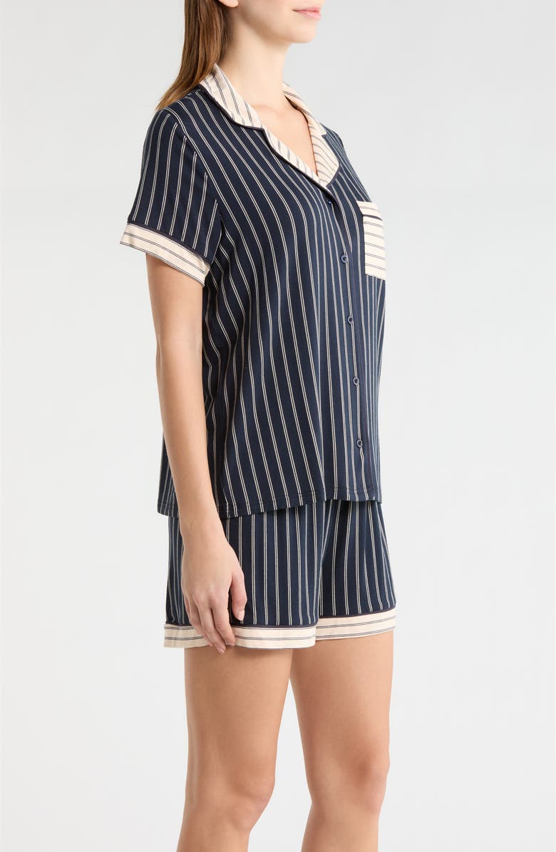 French Connection Stripe Pocket Short Pajamas, Alternate, color, Blue/ Cream Stripe