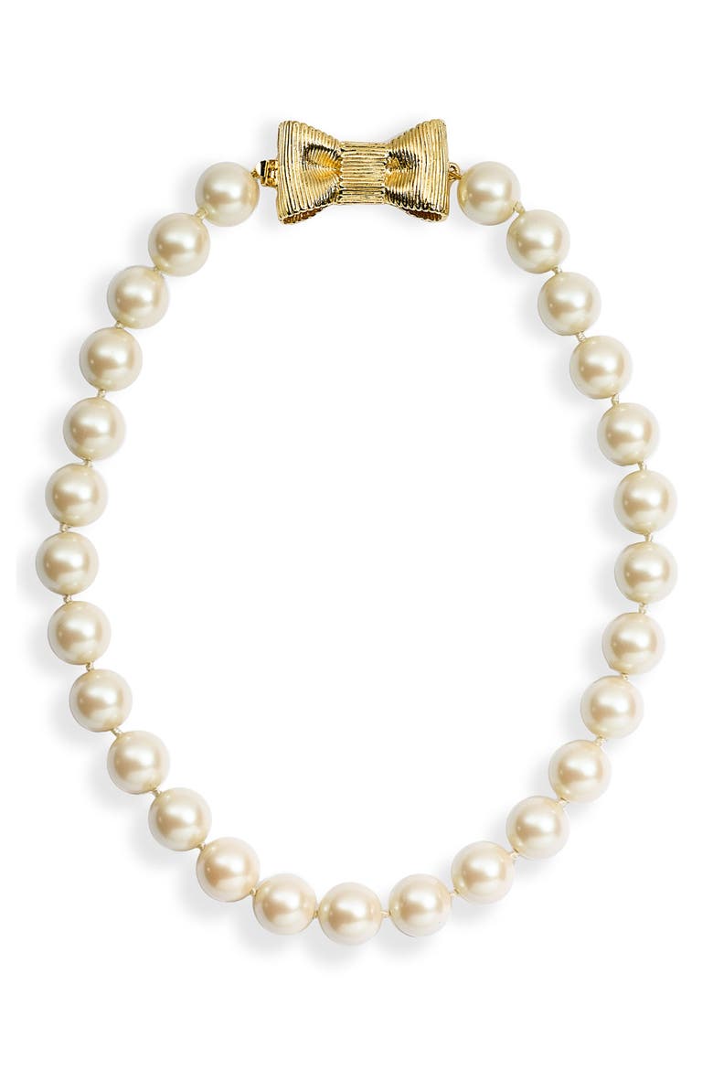 'all wrapped up' short glass pearl necklace, Main, color, CREAM/ GOLD