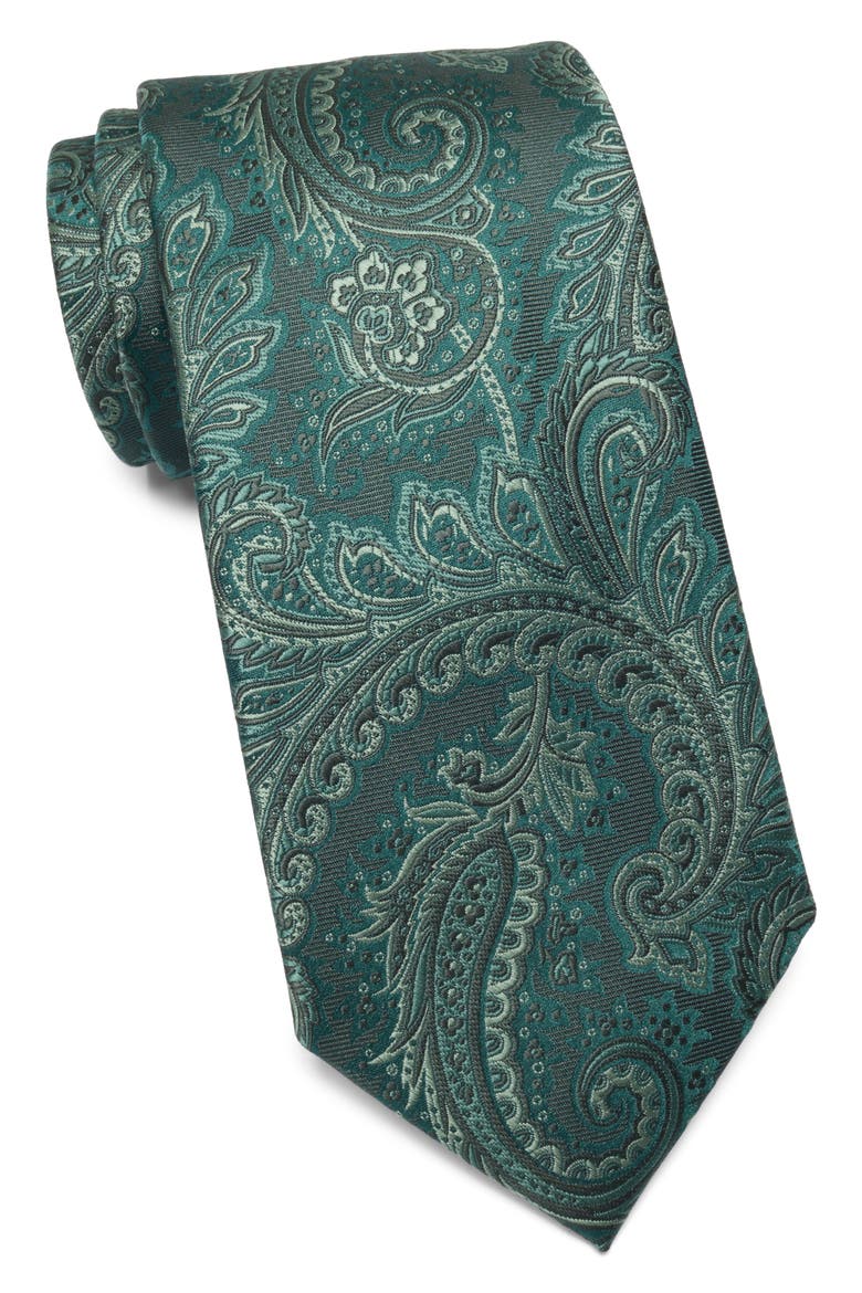 Lucia Paisley Jacquard Tie, Main, color, HUNTER GREEN