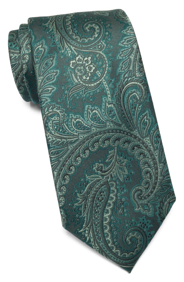 Tommy Hilfiger Lucia Paisley Jacquard Tie, Main, color, Hunter Green