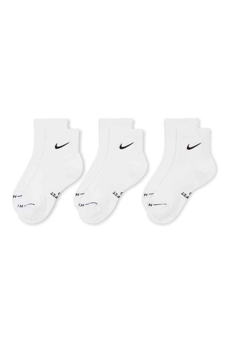 Swoosh Assorted 3-Pack Dri-FIT Quarter Socks, Main, color, WHITE/WHITE