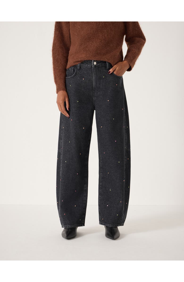 Hush Embellished Bree Barrel Leg Jeans, Main, color, Washed Black