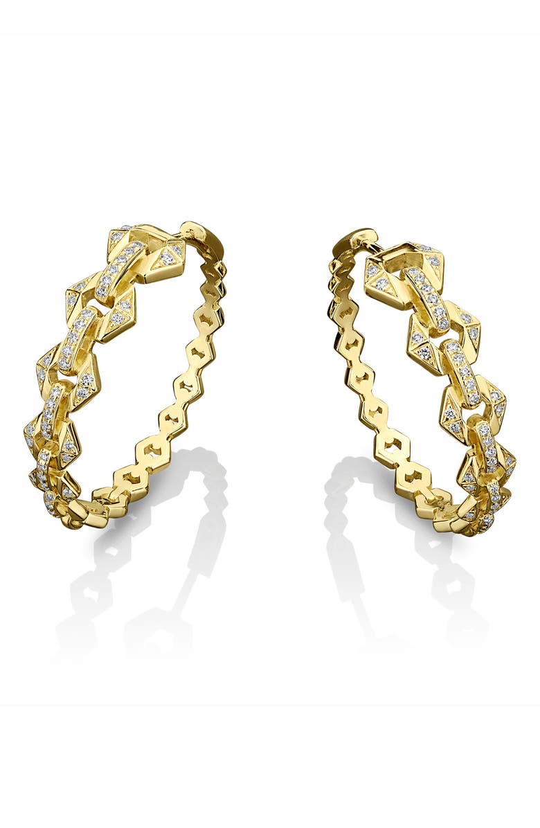 DRIES CRIEL Flowe Pavé Diamond Hoop Earrings, Main, color, Yellow Gold