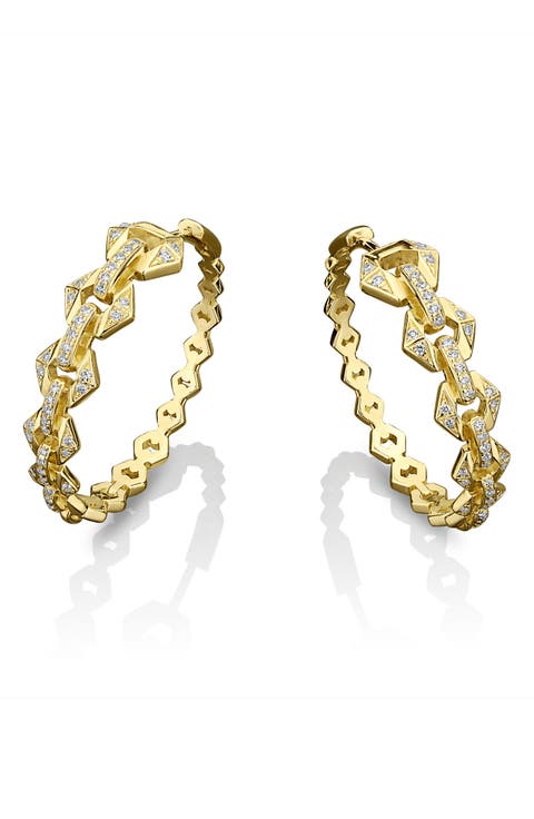 Flowe Pavé Diamond Hoop Earrings