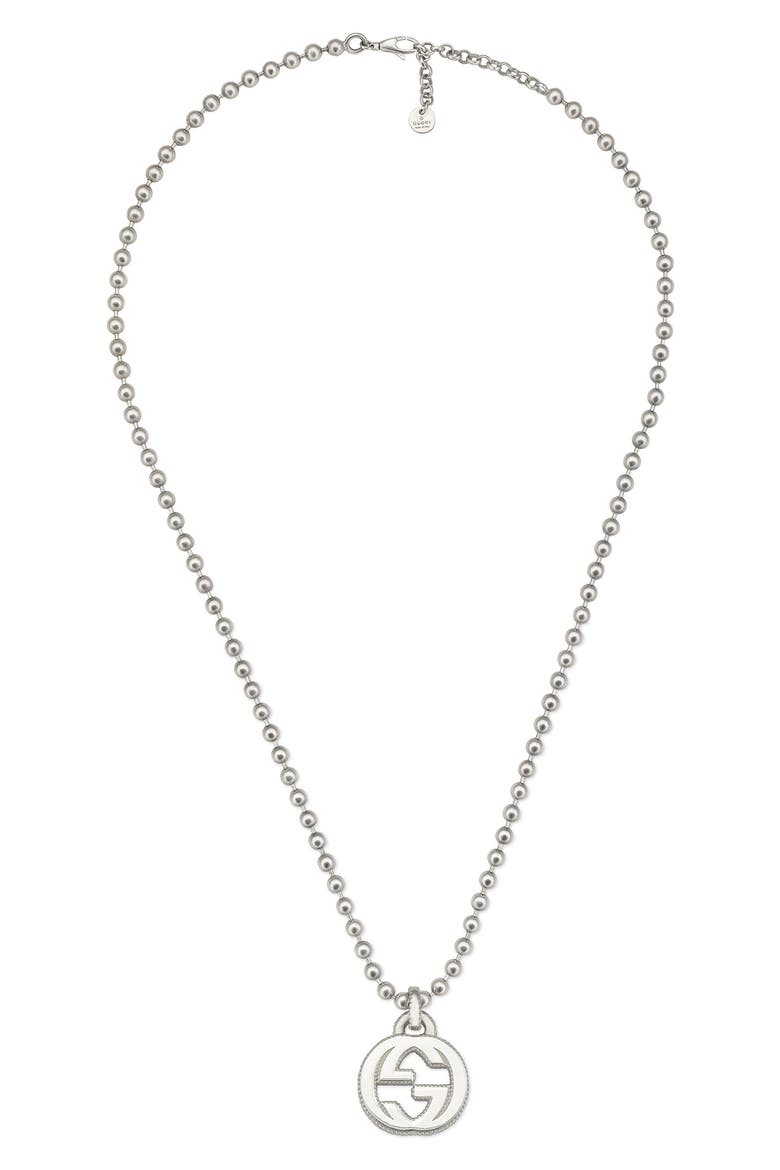 Interlocking-G Pendant Necklace, Main, color, STERLING SILVER