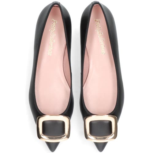 Pretty Ballerinas Pointed Toe Buckle Ballet Flat In Black