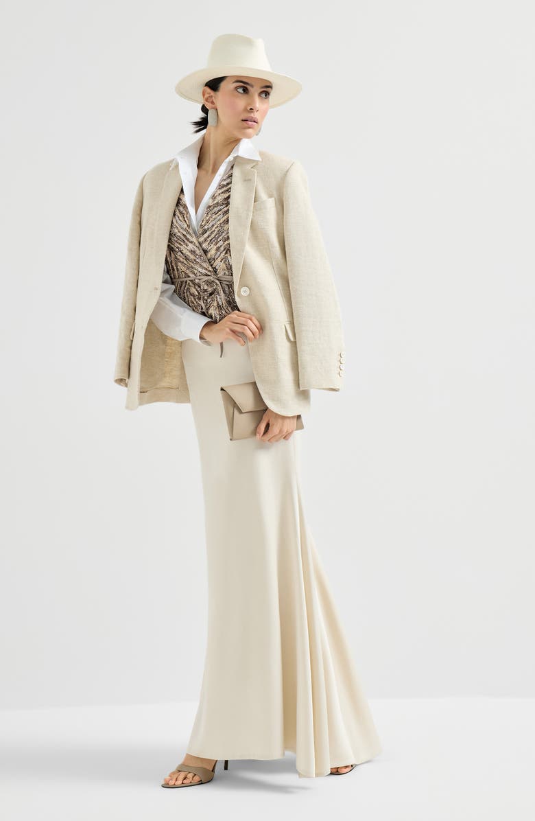 Brunello Cucinelli Dazzling chevron embroidery vest, Alternate, color, Brown