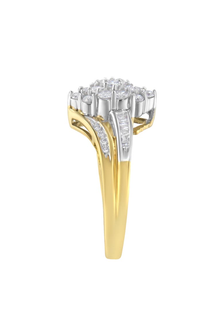 10K Gold 1/2Ctw Diamond Marquise Shaped Cluster Split Shank Ring, Alternate, color, Yellow Gold
