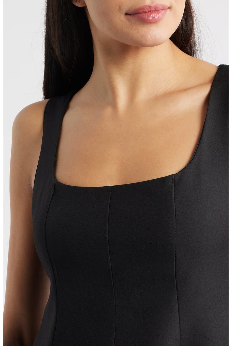 Maron Square Neck Sleeveless Peplum Top, Alternate, color, BLACK