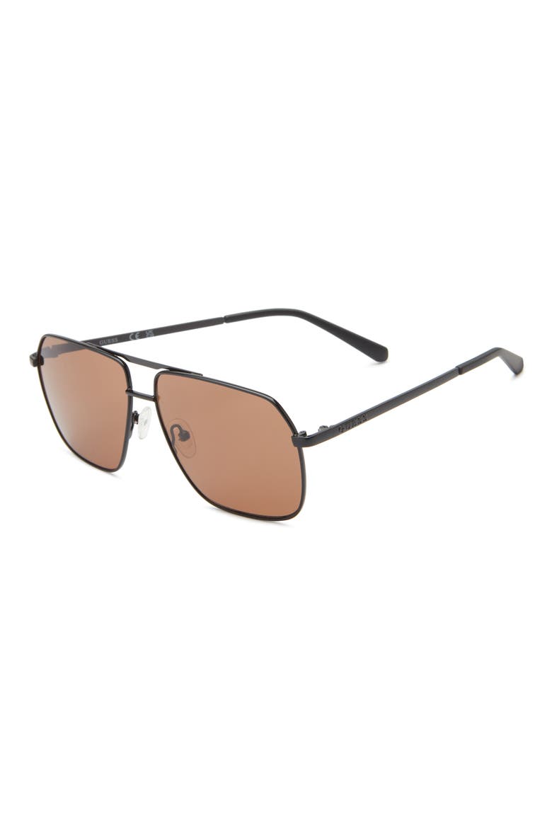 60mm Navigator Sunglasses, Alternate, color, SHINY BLACK / BROWN
