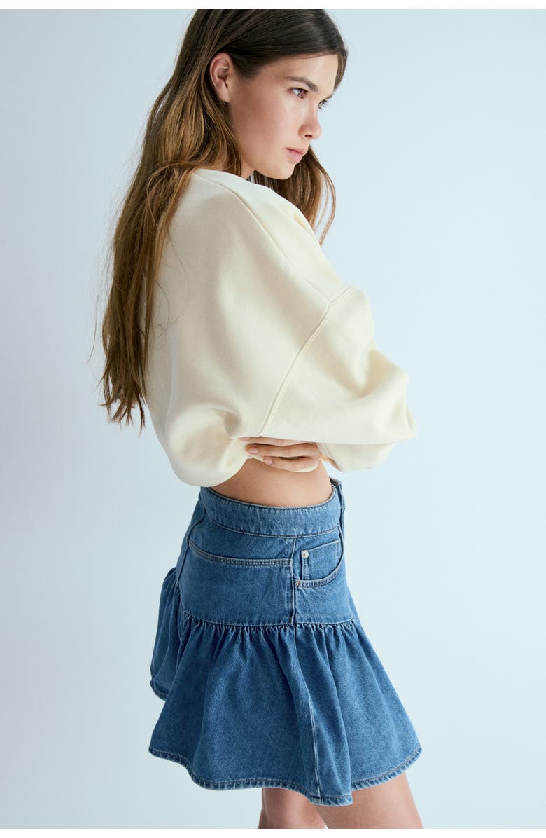 H&M Flared Denim Skirt, Alternate, color, Denim Blue